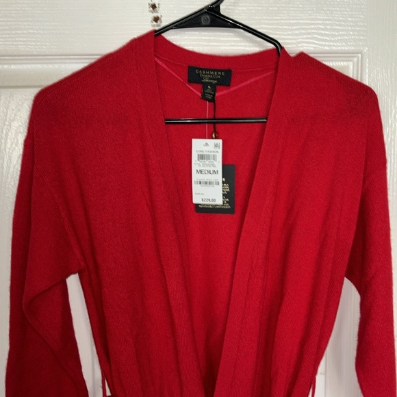 NWT Charter Club 100% Cashmere Belted Cardigan Duster Sweater M MSRP $229 Red - Picture 8 of 13